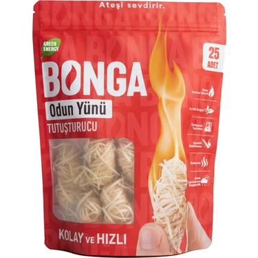 Bonga Şömine ve Mangal Tutuşturucu 25 Adet 350 gr - Jel Ve Çıra Alternatifi Doğal Odun