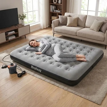Bestway Ultra King 3 Kişilik Şişme Yatak ve Elektrikli Pompa 203X183X22CM 671HC