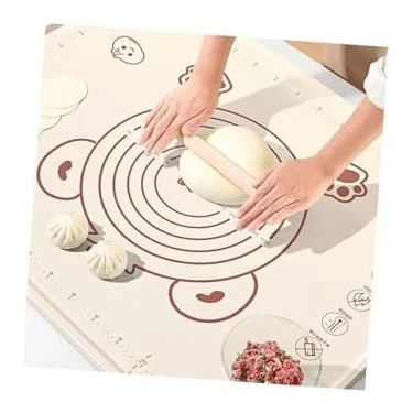Büyük Boy Silikon Hamur Açma Matı, Krem Rengi, 50X70 Cm, Yapışmaz ve Kaymaz Yüzey - 550