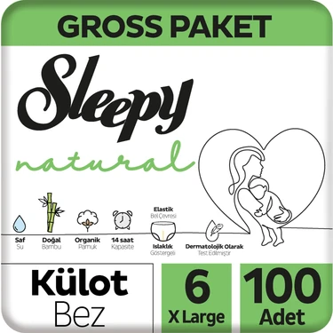 Sleepy Natural Gross Paket Külot Bez 6 Numara Xlarge 100