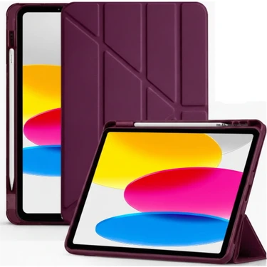 M.TK Moveteck Apple Ipad 11 (A16) 2025 10. Nesil 10.9 Kılıf Yumuşak Kalem Bölmeli Akıllı Uyku Modlu
