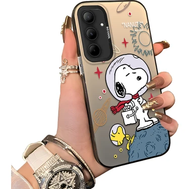 Ucuc Samsung Galaxy A35 Uyumlu Sert Akrilik Arka Silikon Kenar Lens Koruma Kılıf Snoopy