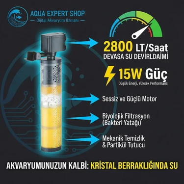 Sobo FK-1504 4 Aşamalı - Biyolojik Filtrasyonlu Akvaryum Iç Filtre - 15W -