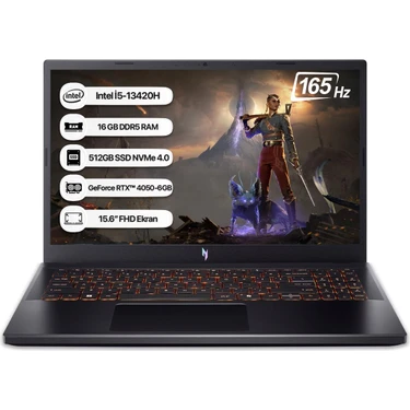 Acer Nitro V15 NH.QV2EY.001 I5-13420H 16GB 512GB SSD RTX4050-6GB 165Hz 15.6 Dos Taşınabilir