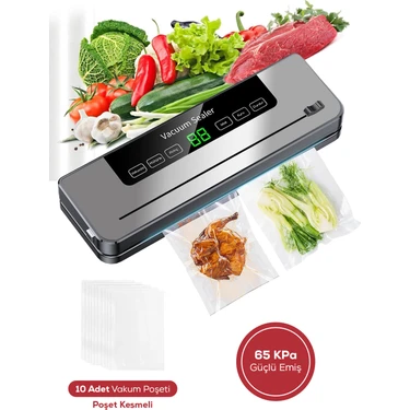 Saravita Gıda Vakum Makinesi– Poşet Kesmeli Yiyecek Mühürleme Cihazı Ev ve Restoran + 10 Poşet