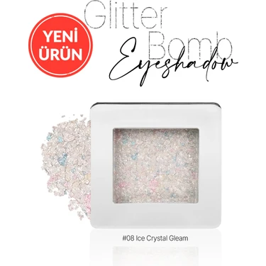 Mücevher Parlaklığında Yoğun Pigmentli Tekli Far Cre'ars Glitter Bomb Eyeshadow 08 Ice Crystal