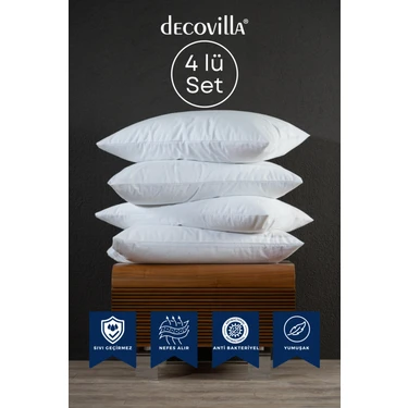 Decovilla Micro Fermuarlı Yastık Alezi Sıvı Geçirmez 4 Lü Set Yastık Koruyucu