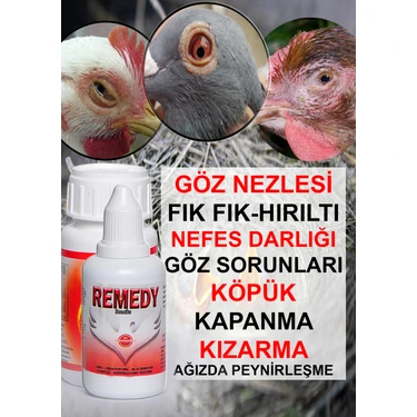 REMEDY CRD Tavuk Güvercin Muhabbet Kuşu Soğuk Algınlığı Hırıltı Soğuk Algınlığı Göz Kapanması Göz