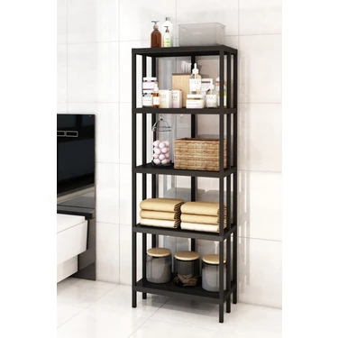 Dekozum Scaffale 5 Banyo Rafı, Plastik Kitaplık, 5 Raflı Organizer, Banyo Rafı, Bahçe Balkon