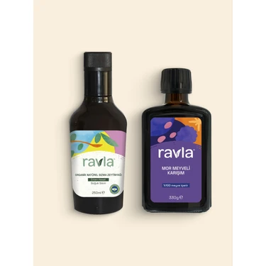 2'li Ürün - Ravla Mor Meyveli Karışım 330g / Ravla Organik Zeytinyağı - Bebek Çocuk Yüksek