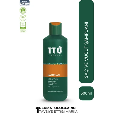 TTO Thermal Saç ve Vücut Şampuanı 500 ml Yeşil – Kepek, Kaşıntı ve Pullanmaya Karşı Çay Ağacı Yağlı