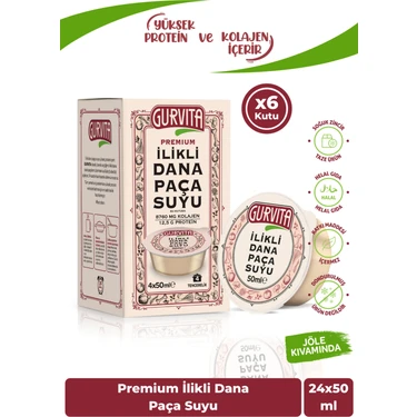 Gurvita İlikli Dana Paça Suyu 50 ml x 24 Adet Doğal İçeriklerle Hızlı