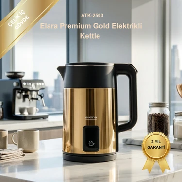 Evona Kettle Çelik Elektrikli Su Isıtıcısı Büyük Hacimli 2.0 Litre Modern Şık Tasarım