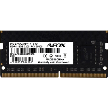 Afox 16GB Ddr4 3200MHZ Sodımm Ram (AFSD416PS1P) Fiyatı