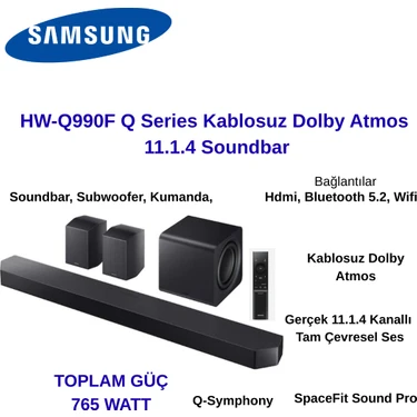 Samsung HW-Q990F 11.1.4 Ch Subwoofer & Arka Hoparlör Q-Serisi Soundbar (2025) + Jbl Bluetooh