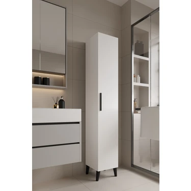 Aymobsan Mundo Tek Kapılı Banyo Dolabı Çok Amaçlı Dolap -