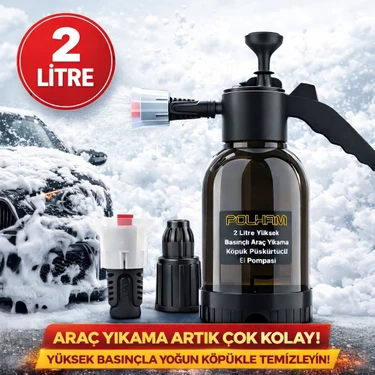 Polham 2 Litre Yüksek Basınçlı Araç Yıkama Köpük Püskürtücü El Pompası, Otomobil, Bahçe, Temizleme