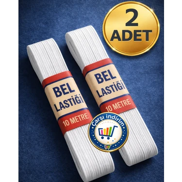 Nistabolje 2 Adet Yassı Beyaz Bel Paça Don Lastiği 20 Metre Polyester