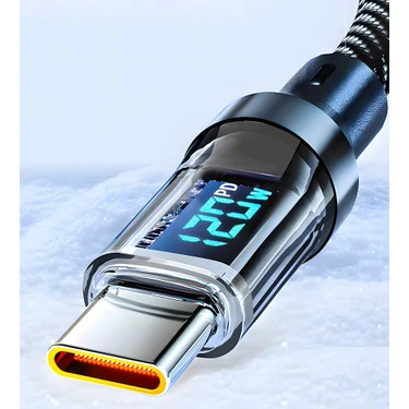 Armesse Dijital Göstergeli 120W Süper Hızlı Örgülü USB To Type C Şarj Kablosu 2
