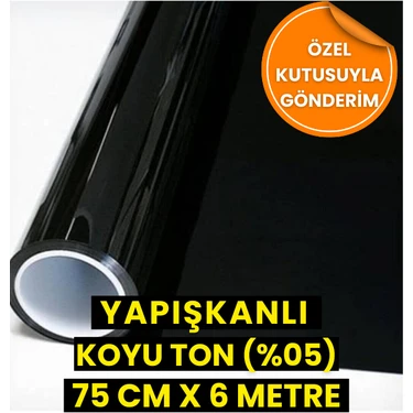 AutoFolyo Koyu Ton Cam Filmi 75 Cm X 6 Metre Yapışkanlı Ev-Ofis-Oto Uyumlu Dayanıklı