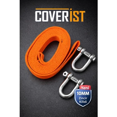 Coverist Araç Çekme Halatı 10MM Çelik Uçlu 3 Metre Turuncu Halat 2.5 Tona
