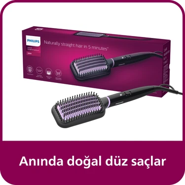 Philips Düzleştirici Tarak, Anında Doğal Düz, Pürüzsüz Kabarmayan Saçlar,