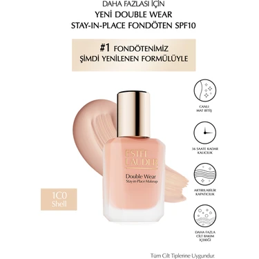 Estee Lauder Double Wear Stay-In-Place Fondöten SPF10 Canlı Mat Bitiş (1c0 Shell)