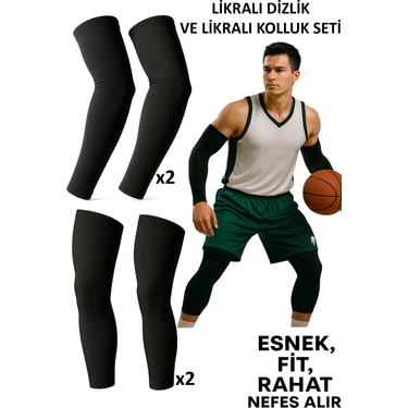 Gazelmanya Basketbol Dizliği + Basketbol Kolluğu Korumasız Spor Dizlik Basketbol Kolluk Koşu