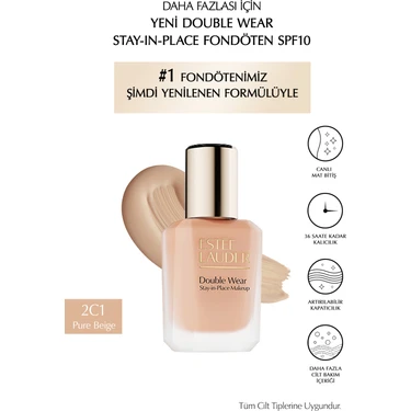 Estee Lauder Double Wear Stay-In-Place Fondöten SPF10 Canlı Mat Bitiş (2c1 Pure Beıge)