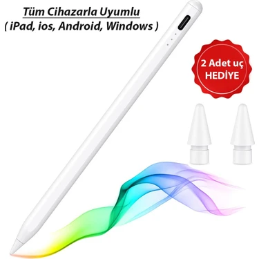 Dexmon Universal Dokunmatik Çizim Kalemi – iPad Ios Android Windows Uyumlu Şarjlı Stylus Kalem + 2