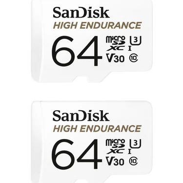 Sandisk 2'li High Endurance 64GB SDSQQNR-064G-GN6IA Micro Sdxc 100/40MB/S C10 V30 Hafıza Kartı