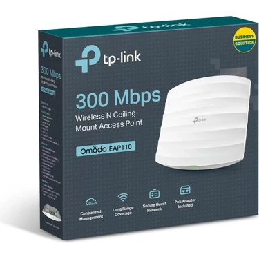 TP-LINK OMADA EAP110 1 PORT 10/100 2.4GHZ 300MBPS 2X4DBI ANTEN İÇ ORTAM TAVAN TİPİ ACCESS