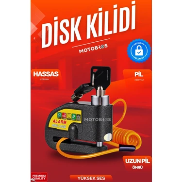 Motobros Çelik Disk Kilidi – Alarm & Hatırlatma Kablolu, Yüksek Sesli – Motosiklet