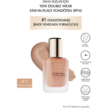 Estee Lauder Double Wear Stay-In-Place Fondöten SPF10 Canlı Mat Bitiş (4c1 Outdoor Beıge)
