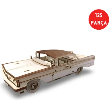 Algwood Klasik Sedan Ahşap Maket Kiti – 125 Parça 3D Puzzle Retro Amerikan Arabası Dıy Hobi