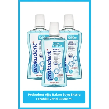 Prokudent Ağız Bakım Suyu Ekstra Ferahlık Verici 3X500 ml Antibakteriyel Etki ile Uzun Süre Ferah