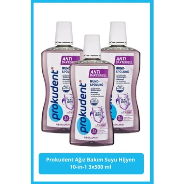 Prokudent Ağız Bakım Suyu Hijyen 10-In-1 3X500 ml Antibakteriyel Etki ile Derinlemesine