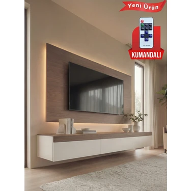 PlatinReyon Purelıne Ledli Duvar Tv Ünitesi 180 cm Ceviz