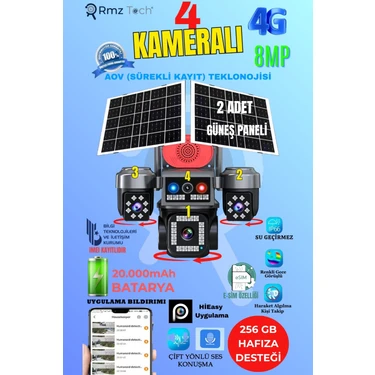 Avenir 4G Sim Kartlı 8MP Solar Kamera Gece Renkli Görüş ile Fiyatı