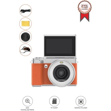 Torima Dijital Fotoğraf Video Kamera 5K CMR45 Wifi Turuncu 64 Megapiksel Çözünürlük ve Harici
