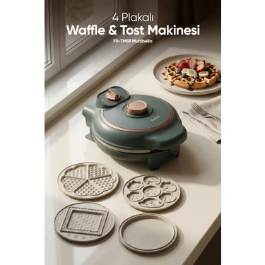 Fressi Tost Ve Waffle Makinesi | Çıkarabilir Yapışmaz Plakalı | 4 Ayrı Plaka | FR-TM59 Multibello