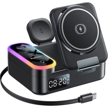 Yesido 8in1 65W Wireless Magsafe Kablosuz Şarj Standı Istasyonu Dijital Apple Watch Airpods 14 15