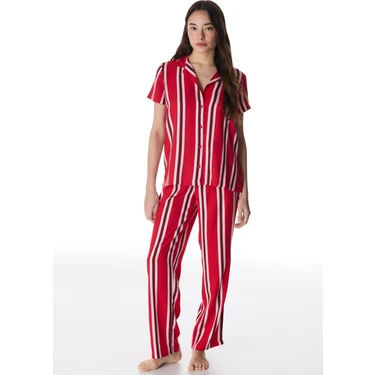 Penti Kırmızı Fiona Düğmeli Gömlek Pantolon Pijama
