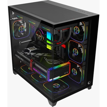 Rampage Sealıte Siyah Temperli Camlı Atx/m-Atx 7X12CM Argb Pwm Fan+Kumanda Oyuncu
