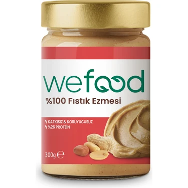 Wefood Şekersiz Sade %100 Fıstık Ezmesi 300 gr 