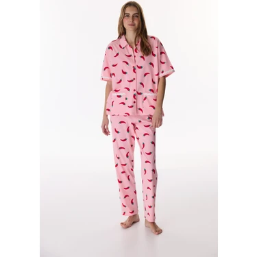 Penti Pembe Just Chill Pamuklu Gömlek Pantolon Pijama