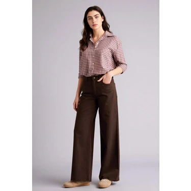 DeFacto %100 Pamuk Wide Leg Normal Bel Gabardin Pantolon