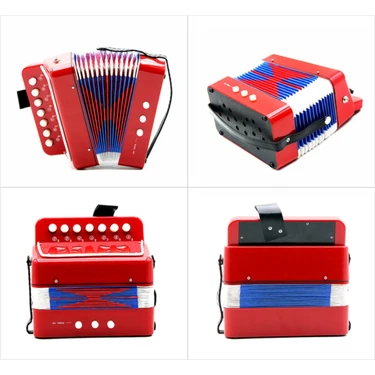 Kırmızı Mini Akordiyon Çerkez Mızıkası, 3 Bas, Eğlenceli Müzik