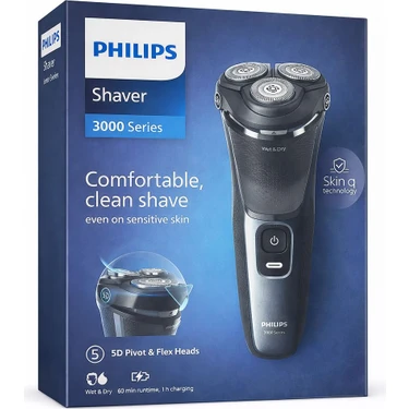 Philips 3000 Serisi Elektrikli Tıraş Makinesi | Islak & Kuru Kullanım | 5d Pivot & Flex Başlık |