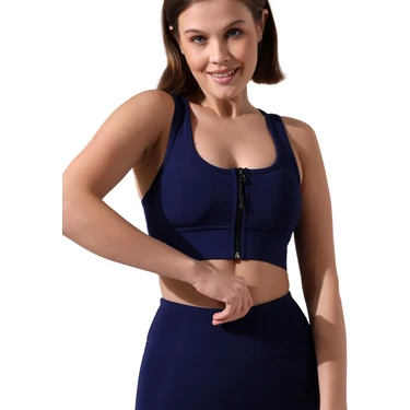 Emfure Pedli Fermuarlı Spor Büstiyer - Sports Bra / Crop Destekli Spor